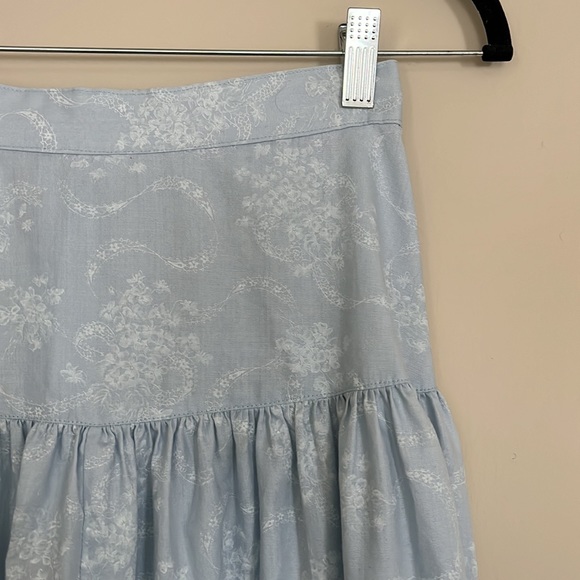 Vintage 80s Gunne Sax Skirt Blue Midi Prairie Floral - Picture 2 of 6